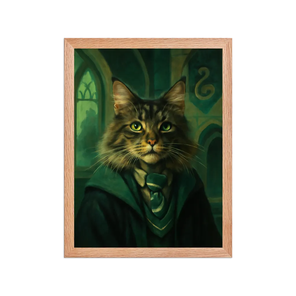 Custom pet portrait in Slytherin style - Harry Potter Slytherin student portrait